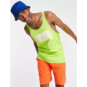 Nike | NWOT Oversized Lime Green Spring Break Graphic Logo Tank Top